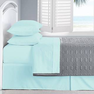 Cathay Home Essentials ultra bl?d hypoallergenisk rynkebestandig dobbelt b?rstet mikrofiber senget?j Set Aqua Twin XL
