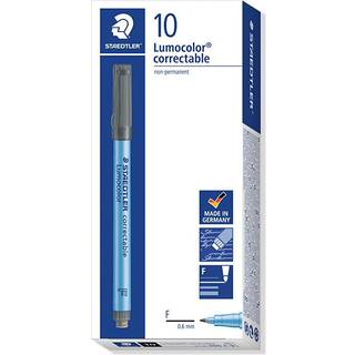 Staedtler LUMOCOLOR CORRECTABLE F 0,6mm SORT, ÆSKE 10 STK