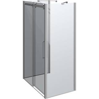 Scanbad Maxi Deluxe skydedør 80x120x200 m/klart glas DL1202-0800 m/2 faste vægge