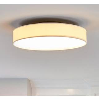 Lindby LED-loftlampe Saira, Ø 40 cm, hvid, tekstil