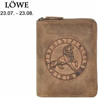 Reißverschluss Geldbörse 10x12cm Löwe "Vintage" antikbraun 821A | Greenburry.de