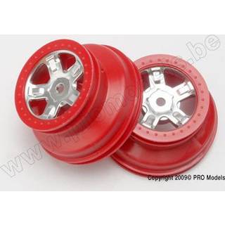 Traxxas 7072A Wheel SCT Satin Chrome, red beadlock(2)