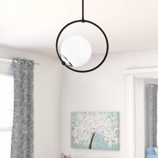 Loftlampe Dolunay 3901 sort, glasskærm, ring