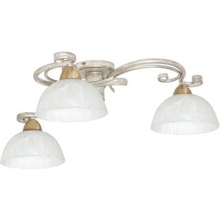 Loftlampe Flora, tre glasskærme, hvid/messing