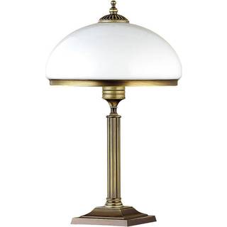 Bordlampe Petro, glas, antik messingfarve, højde 50 cm