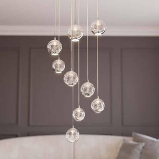 Lucande LED-hængelampe Hayley, Ø 40 cm, 9 lyskilder, krom, glas