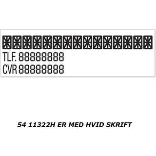 Firma, tlf. og cvr-skilt hvid