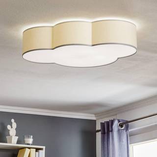 Loftlampe Cloud i tekstil, længde 62 cm, grå