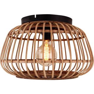 Lindby loftlampe Bominio, Ø 40 cm, rattan, træ, E27