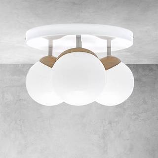 Loftlampe Sfera 3 lyskilder direkte rund glas/træ