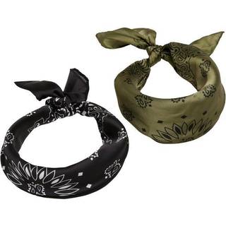 Urban Classics Satin Bandana 2-Pack Black/Olive