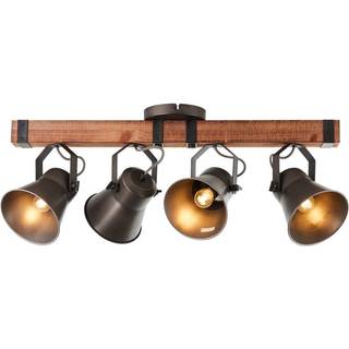 Loftspot Decca, længde 78 cm, sort/træ, 4-lys.