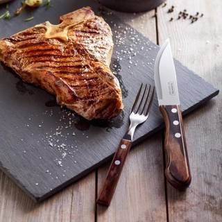 Grillkniv / Steakkniv Jumbo XL med Trægreb (tåler maskineopvask) - TRAMONTINA - Mørkebrun