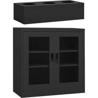 kontorskab med plantekasse 90x40x113 cm stål antracitgrå