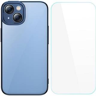 Baseus Glitter Gennemsigtigt Cover og Tempereret Glas Sæt til iPhone 14 Plus (blå)