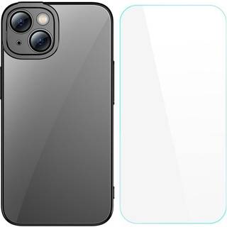 Baseus Glitter Gennemsigtigt Etui og Hærdet Glas Sæt til iPhone 14 Plus (sort)