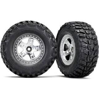 Traxxas - TRX5881X - Tire & wheel assy, glued (SCT satin chrome, beadlock style wheels, Kumho tires, foam inserts) (2) (2WD front only)
