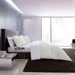 Vera Wang - Queen Duvet Cover Set Luxury Cotton Bedding With Button Lukning inkluderer matchende shams (Waffle Pique White Queen)