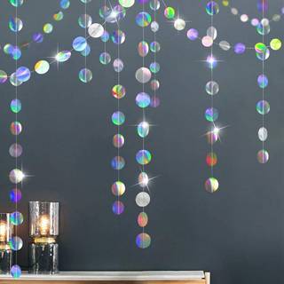 Cheerland Holographic Circle Garlands Irisent Party Supplies Hanging Streamer Baggrunde Havfrue Tema f?dselsdag dekorationer Babybruseuddannelse