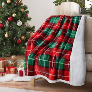 Rød Buffalo Plaid Christmas Throw TV Sherpa Tæppe 50 """" X 60 """" Super Soft Warm Comfy Plush Fleece Bedding Couch Cabin Dekorativt kast Tæppe