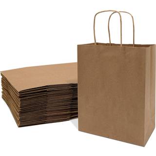 Brune gaveposer med h?ndtag - 8x4x10 tommer 25 pakke lille Kraft -papir indk?bsposer h?ndv?rk totes i bulk til butikker sm? virksomheder detailfo
