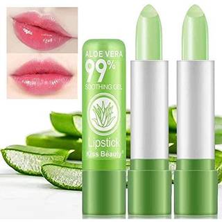FirstFly 2 Pack Aloe Vera Lipstick Langvarig nærende læbebalsam Læber fugtighedscreme Magisk temperatur Farve Skift Lip Gloss