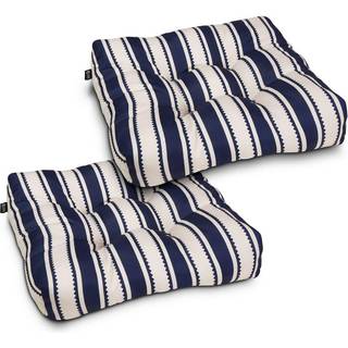 Klassisk tilbeh?r Vandafvisende firkantet g?rdhave s?de puder 19 x 19 x 5 tommer 2 pakke Navy sedona stripe udend?rs s?de puder