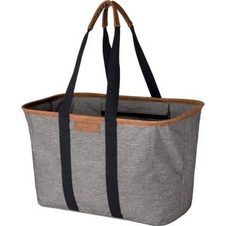 Clevermade sammenfoldelig luxe -tote leather gr?/sort - 30L (8 gal) Struktureret taske med h?ndtag og forst?rket bund - Genanvendelig k?bmandspos