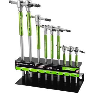PowerBuilt 9 PC Torx Star T -h?ndtag Hex Allen Key Wrench Set W/ Speed ???leeves For Fast Spinding Action Sliding Top Handle For T eller L Shape