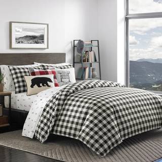 Eddie Bauer - Twin Duvet Cover Set Cotton Reversible Buffalo Plaid Home Decor til alle s?soner (r?d/sort tvilling)