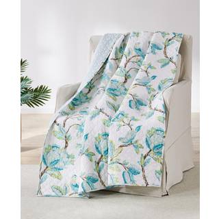 Levtex Home - Cressida - Quilted Throw - 50x60in. - Teal Blue Cream Taupe Brown - Reversible m?nster - Bomuldsstof