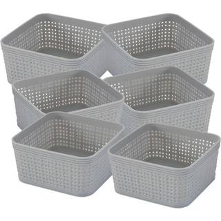 Forenkle 6 Pack Organisation Set | Firkantede skraldespande | Multipurpose | Kontor | Skrivebord | Dorm | Badeværelse | Opbevaringskurv | Små gen