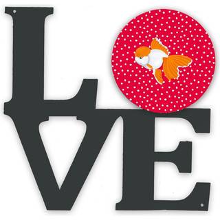 """" Caroline's Treasures Oranda Red Cap Goldfish Metal Artwork Love Wall-Decor multicolor """"