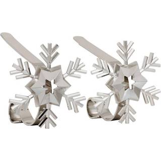 Haute Decor Mantleclip Stocking indehavere med aftagelige zinklegeringsferie ikoner (2 -pak snefnug sølv) - julestrømpe hænger krog sæt - holder