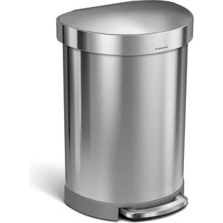 Simplehuman 60L halvrund pedalspand, børstet rustfrit stål