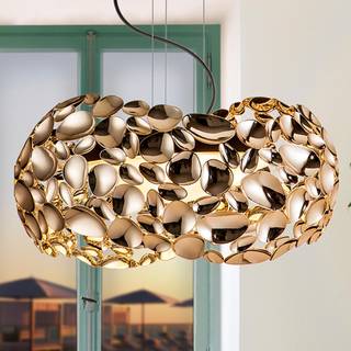 Narisa LED-pendel Ø 46 cm rosaguld/brun
