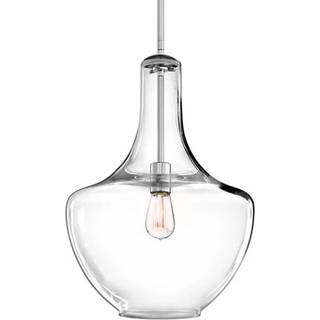 Everly hængelampe af glas, medium, fatning, krom