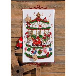 Broderikit Karrusel Broderikit med et fint julemotiv Lav din helt egen julepynt med dette nydelige kit Det færdige broderi måler 35 x 58 cm.