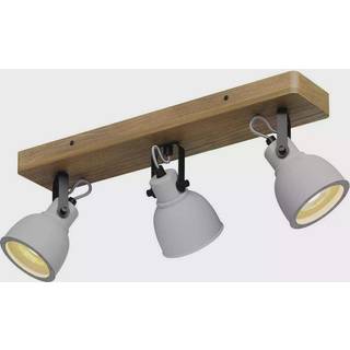 Lindby Spot Mitis, 50 cm, 3 lyskilder, grå, træ, beton, GU10