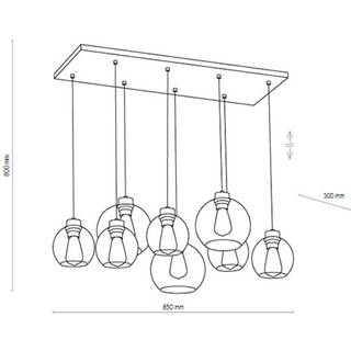 Hængelampe Cubus, 95 cm lang, 8 lyskilder, røggrå, glas