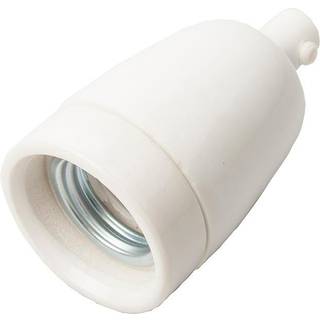 Porcelænsfatning E27, m/aflastning - hvid