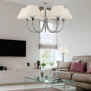 Lysekrone London krom/creme, 5 lyskilder