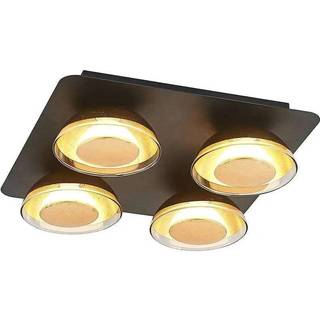 Lindby loftslampe Erin, 4-lys, 30 cm, sort/guld, glas
