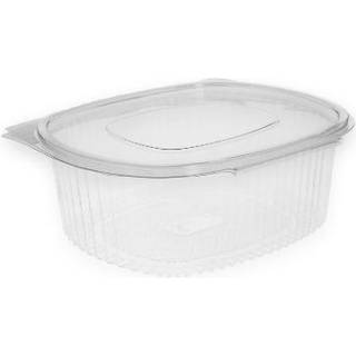 Plastbæger Verive 750 ml oval hængslet låg 172x144x62 mm RPET Klar