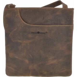 Schultertasche Leder 25x26cm flach "Vintage" antikbraun 1565-25 | Greenburry.de