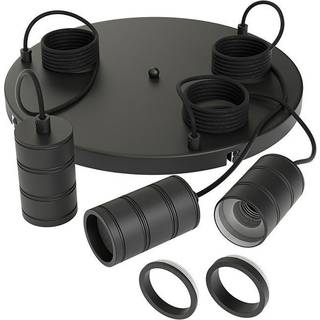 Calex Retro Pendel Lampe Cordset Runde Metal Sort  |incl. kabel 2 Meter - Egnet til 3xE27