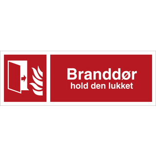 Brandskilt - Branddør Hold den lukket - Plast - 140 x 420 mm