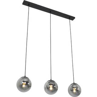 Art Deco Pendellampe sort og røgglas 3-lys - Pallon