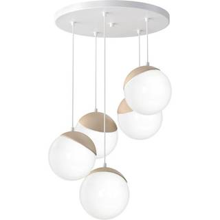 Hængelampe Sfera 5 lyskilder glas/træ lys