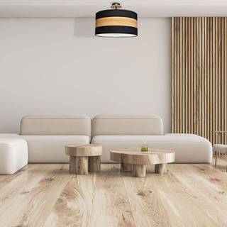 Loftlampe Terra i træ og tekstil, sort